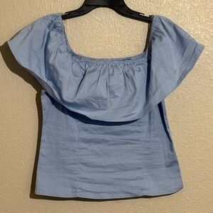 Heart & Hips Sky Blue Ruffle Blouse